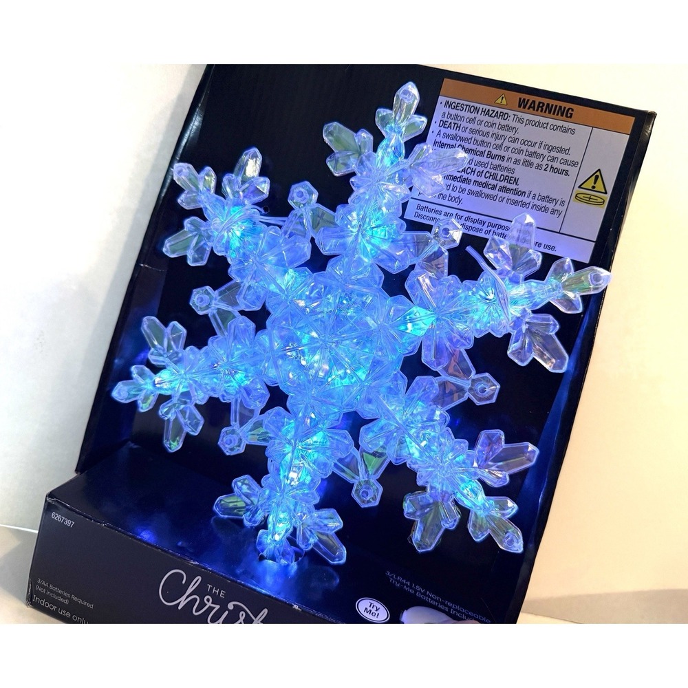 9" Holiday Time Warm Iridescent White LED Light Up Christmas Shoppe Tree Topper